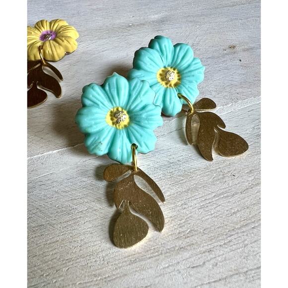 Statement Earrings Handmade Polymer Clay Earrings Handcrafted Artwork Floral - Picture 1 of 7